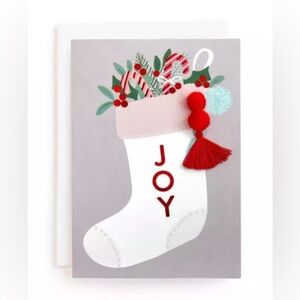 New 10ct Minted Holiday Stocking Boxed christmas Cards -Joy